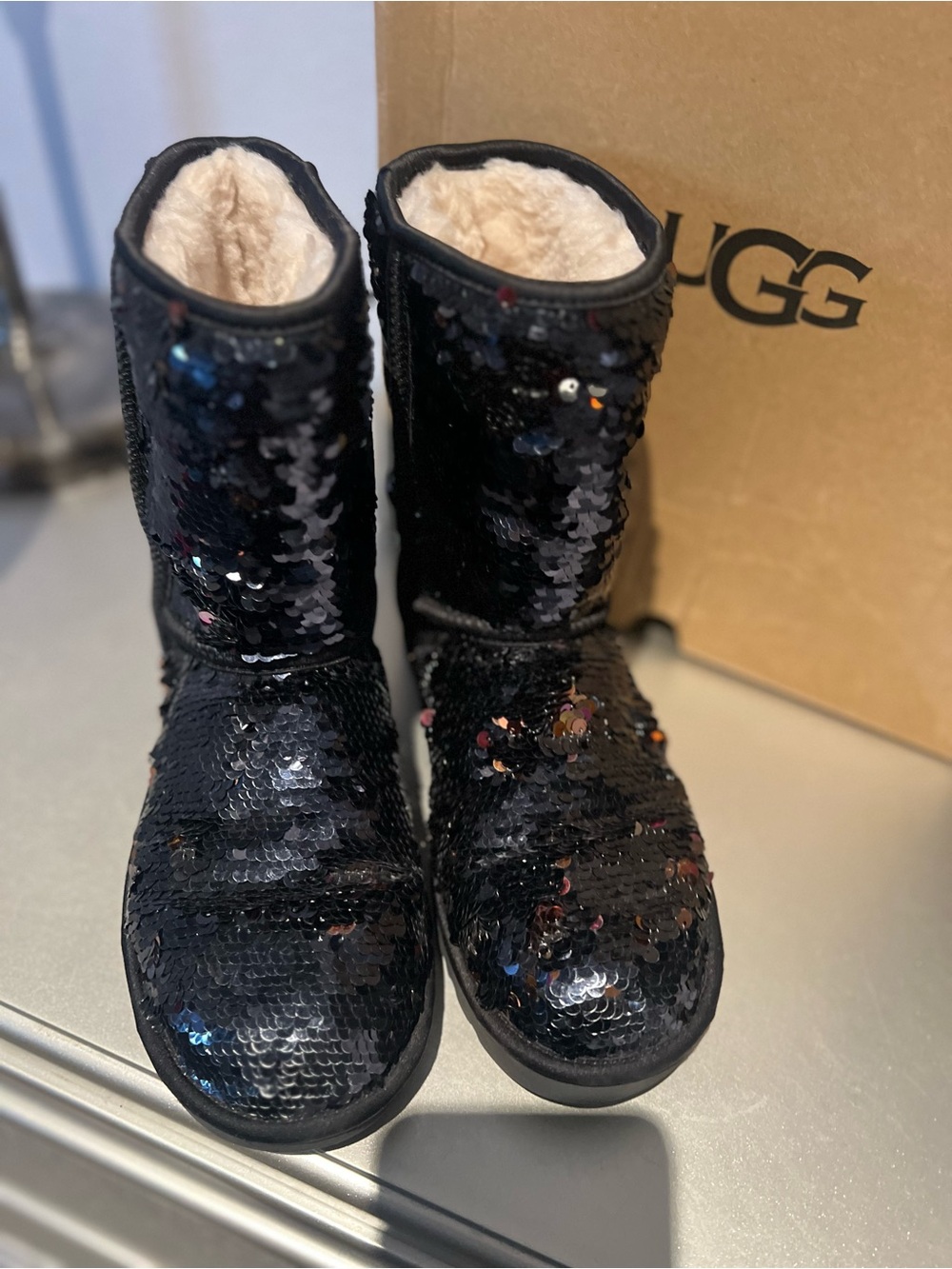 UGG Black Sequin Mid-Calf Girls' Boot